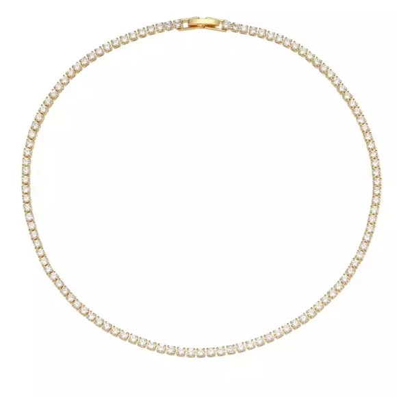 NEW 14K GOLD DIAMOND CHOKER TENNIS CHAIN NECKLACE, NICE NECKLACE, CUTE NECKLACE - Picture 6 of 7